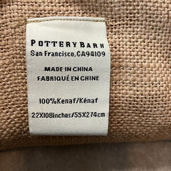 Pottery Barn Table Runner 22‎ x 108 Kenaf Jute Hemp Tan Classic Spring Summer - Picture 2 of 6